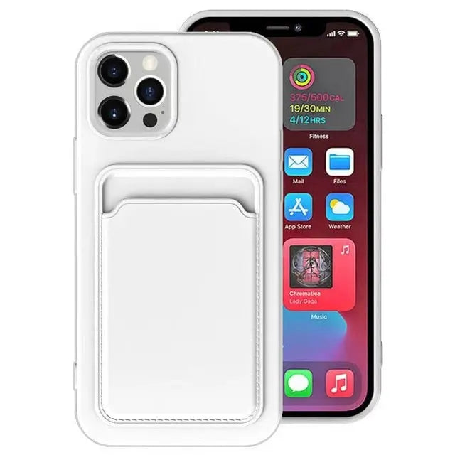 Solid Classic Silicone Case with Card Slot for iPhone 11/12 Series Yesy All Goods