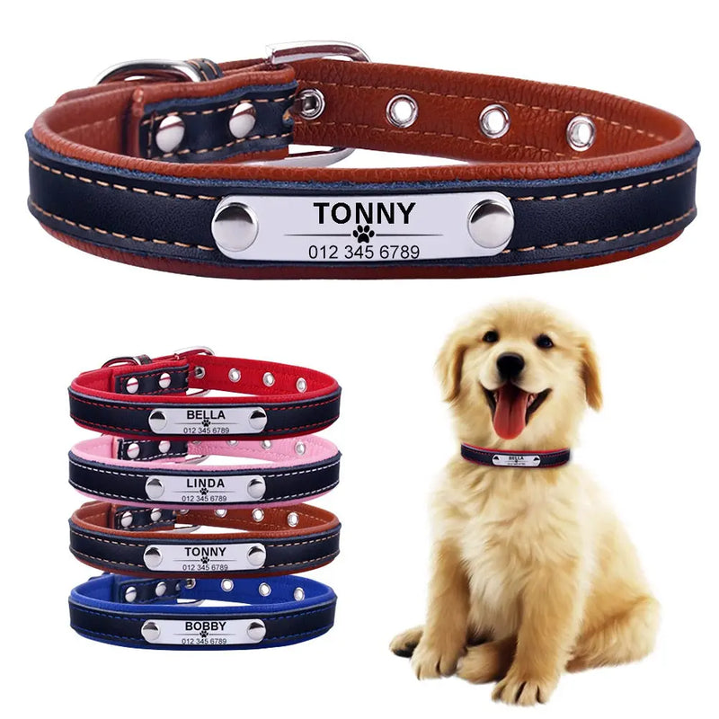 Fine Leather Adjustable Personalized Dog Collar Yesy All Goods