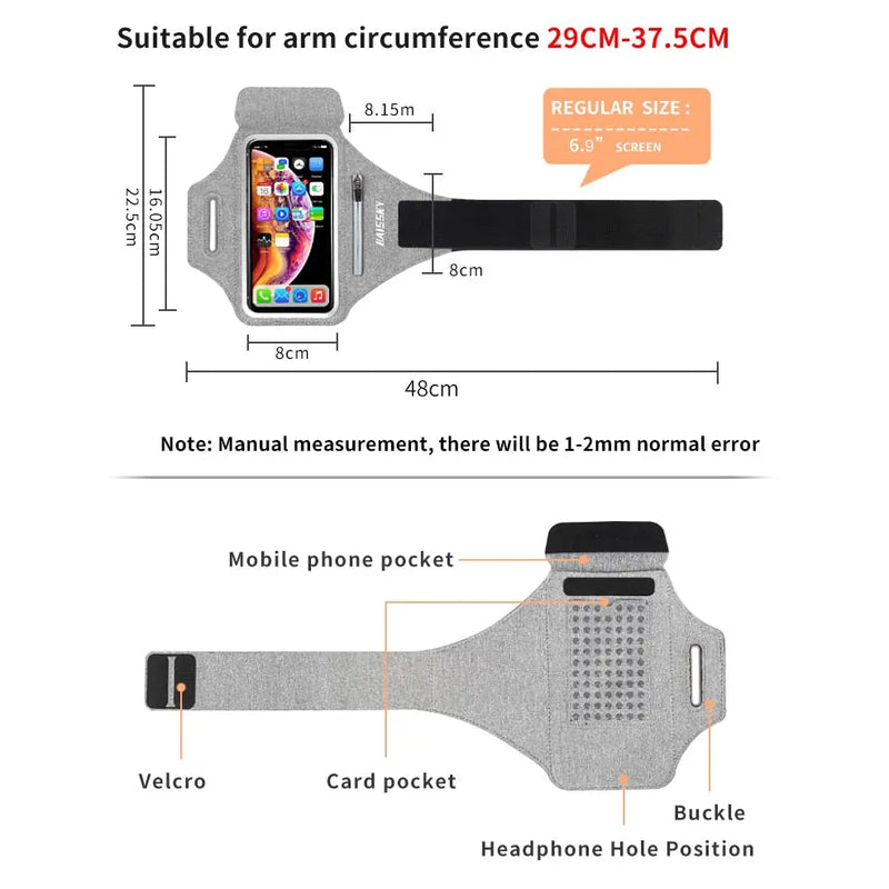 Fitness & Sport Running Armband Case with Zipper Pocket for Mobile Phone Size upto 6.9inch Yesy All Goods