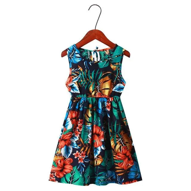 Girls Summer Sunshine Flower Pattern Sleeveless Dresses Yesy All Goods