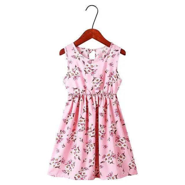 Girls Summer Sunshine Flower Pattern Sleeveless Dresses Yesy All Goods