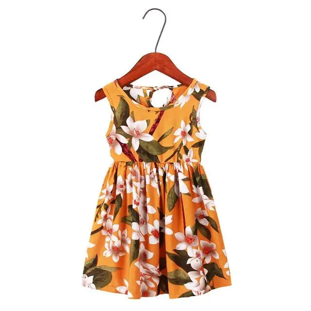 Girls Summer Sunshine Flower Pattern Sleeveless Dresses Yesy All Goods