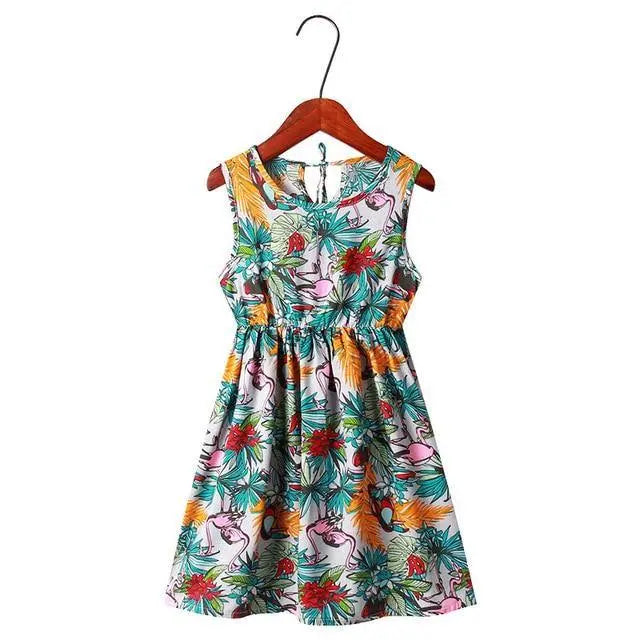 Girls Summer Sunshine Flower Pattern Sleeveless Dresses Yesy All Goods