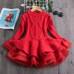 Long Sleeve Knitted Chiffon Dress for Girls 3-8Y Yesy All Goods