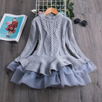 Long Sleeve Knitted Chiffon Dress for Girls 3-8Y Yesy All Goods