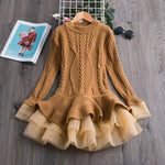 Long Sleeve Knitted Chiffon Dress for Girls 3-8Y Yesy All Goods