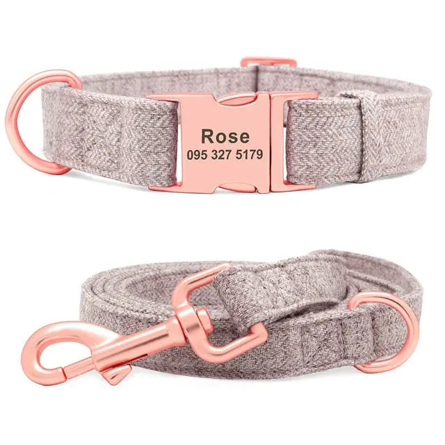 New Nice Hemp Flowers Dog Personalised Collar and Lead Set Yesy All Goods