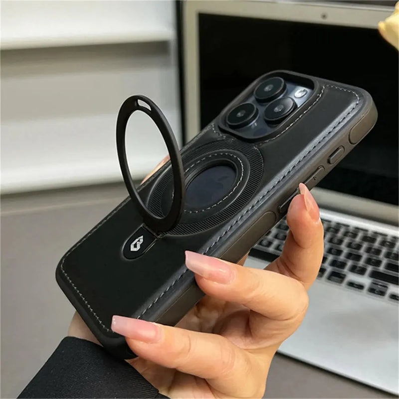 Premium PU Magsafe Case with Stand for iPhone 14, 15, 16 Series   YAG Boutique