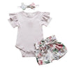 3pcs/Set Flower Short Sleeve Top & Short Pants for Baby Girls 0-24M Yesy All Goods