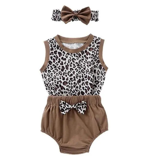 Summer Casual Outfit 3Pcs Set of Top + Short + Headband for Baby Girls Yesy All Goods