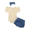 Summer Casual Outfit 3Pcs Set of Top + Short + Headband for Baby Girls Yesy All Goods