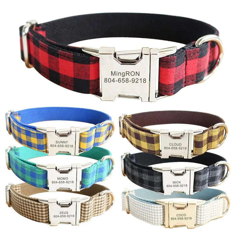 Supreme Plaid Stylish Personalized Pet Collar Yesy All Goods